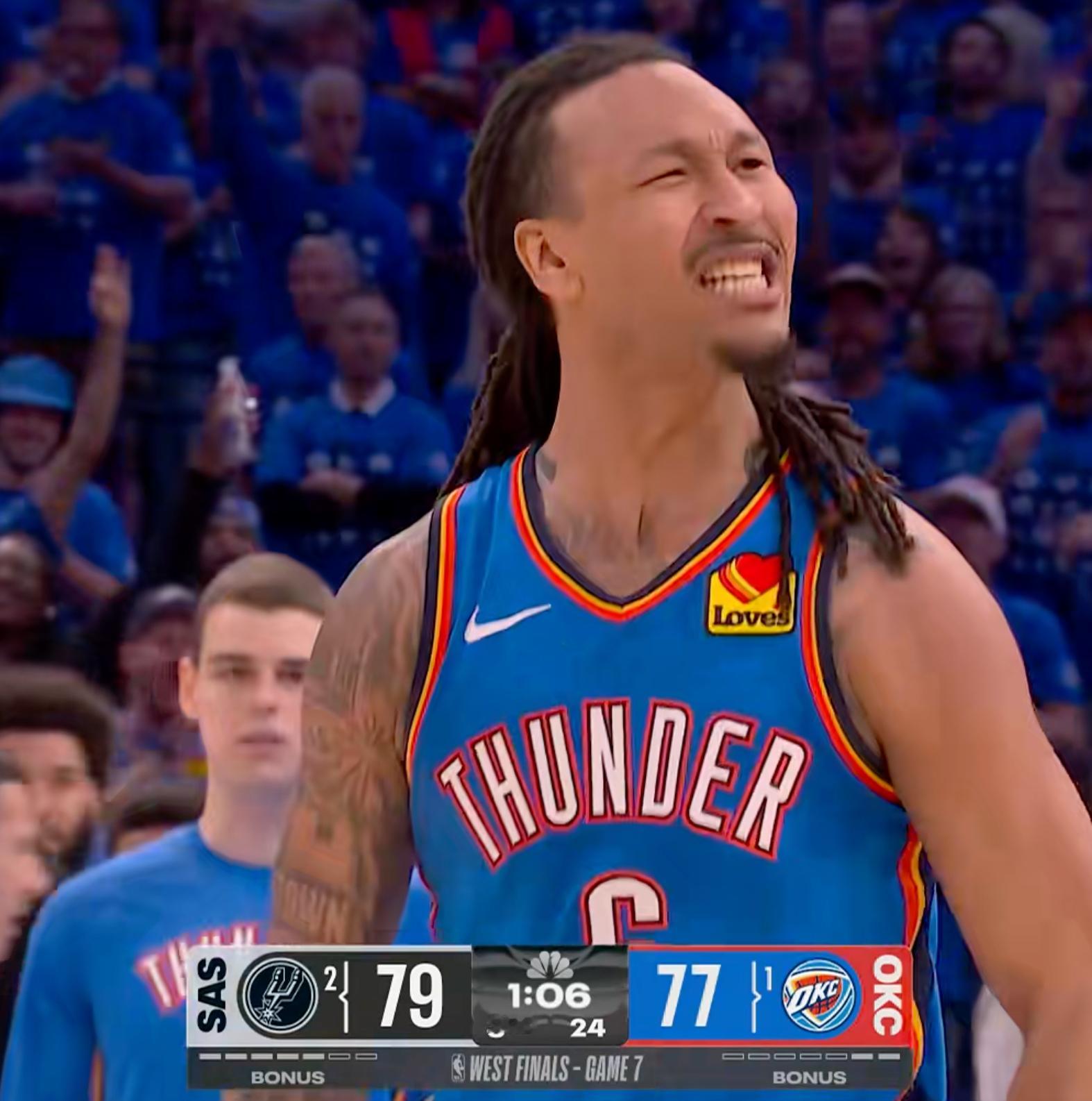 马刺vs雷霆NBA季后赛 杰林激情满满！ 