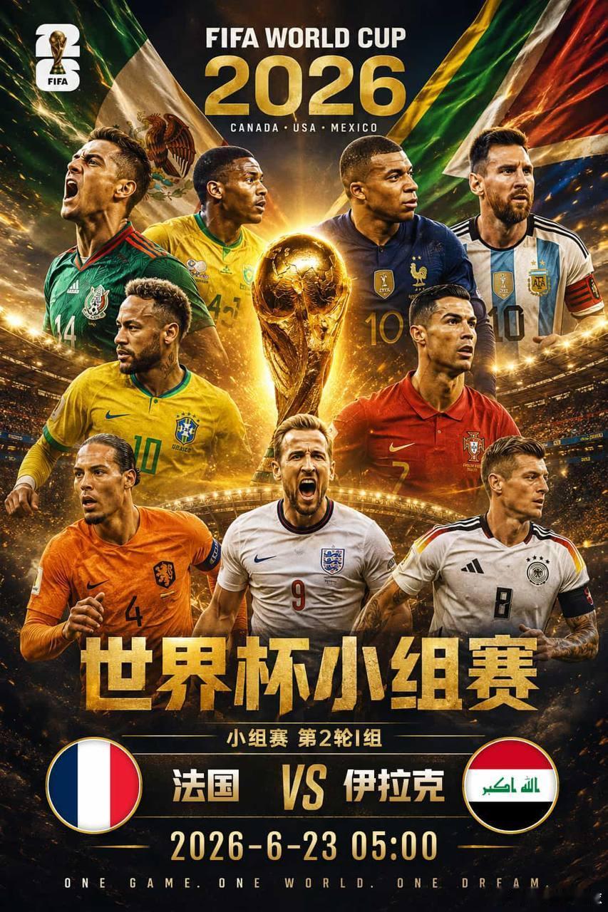 2026美加墨世界杯法国VS伊拉克预测预测比分：法国 3-0 伊拉克或 4-1 