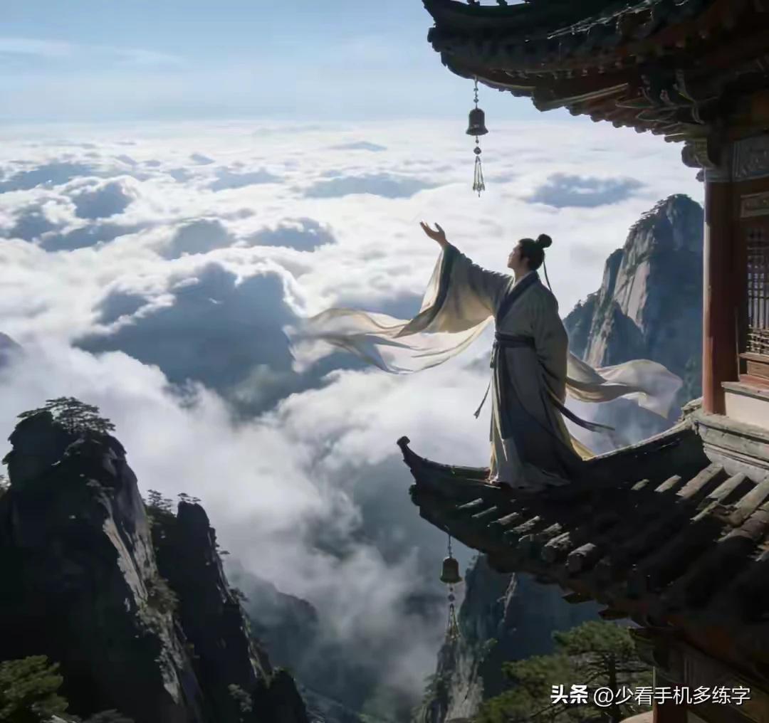 续句诗：
星月垂檐信手裁，
松风裂涧众峰开。
狂呼万壑齐相答，
浩瀚苍穹入我怀。