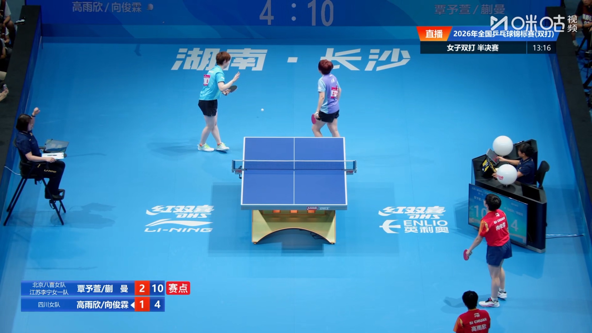 蒯曼/覃予萱3比1向俊霖/高雨欣晋级2026全国乒乓球锦标赛 女双决赛 