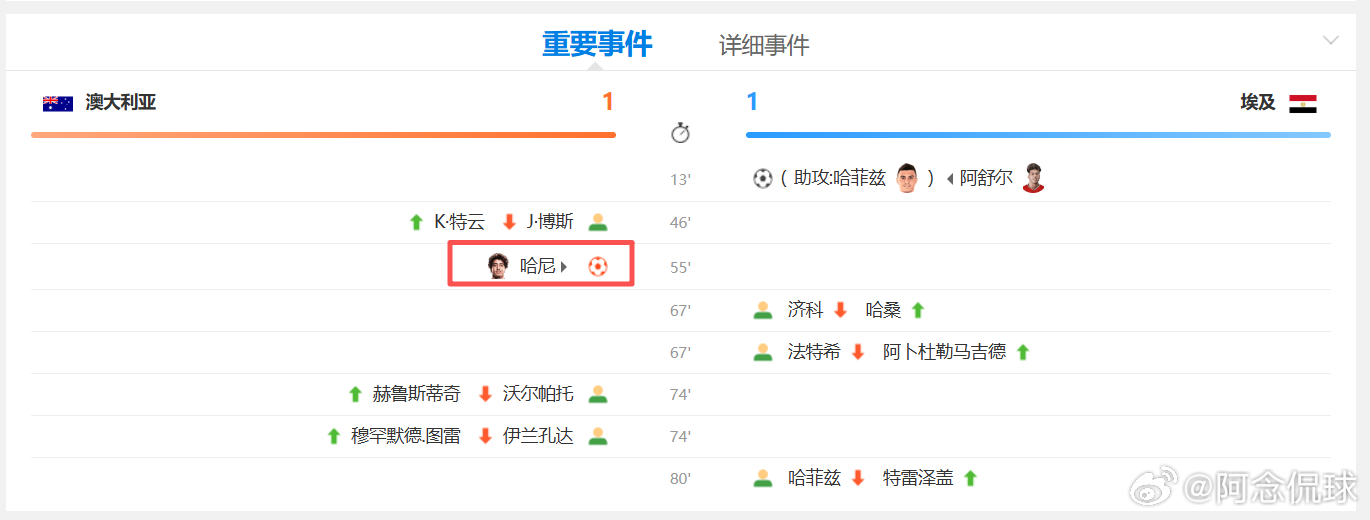 乌龙...撕票 澳大利亚vs埃及埃及乌龙球