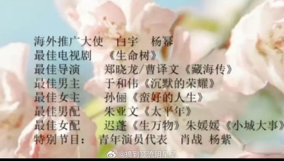 白玉兰获奖名单出来了？ 