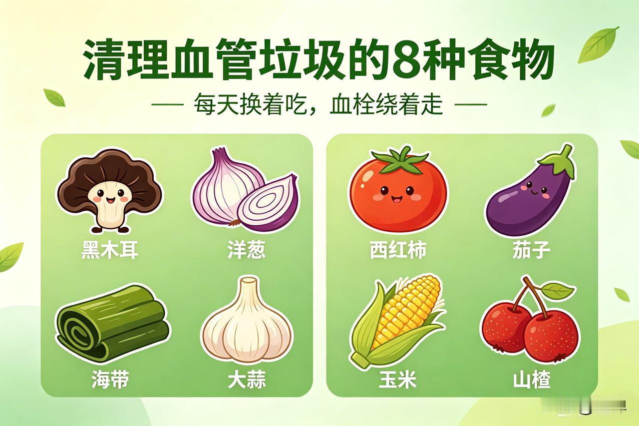 清理血管垃圾的8种食物，
每天换着吃，血栓绕着走！

血管里那玩意儿，哪是喝两碗