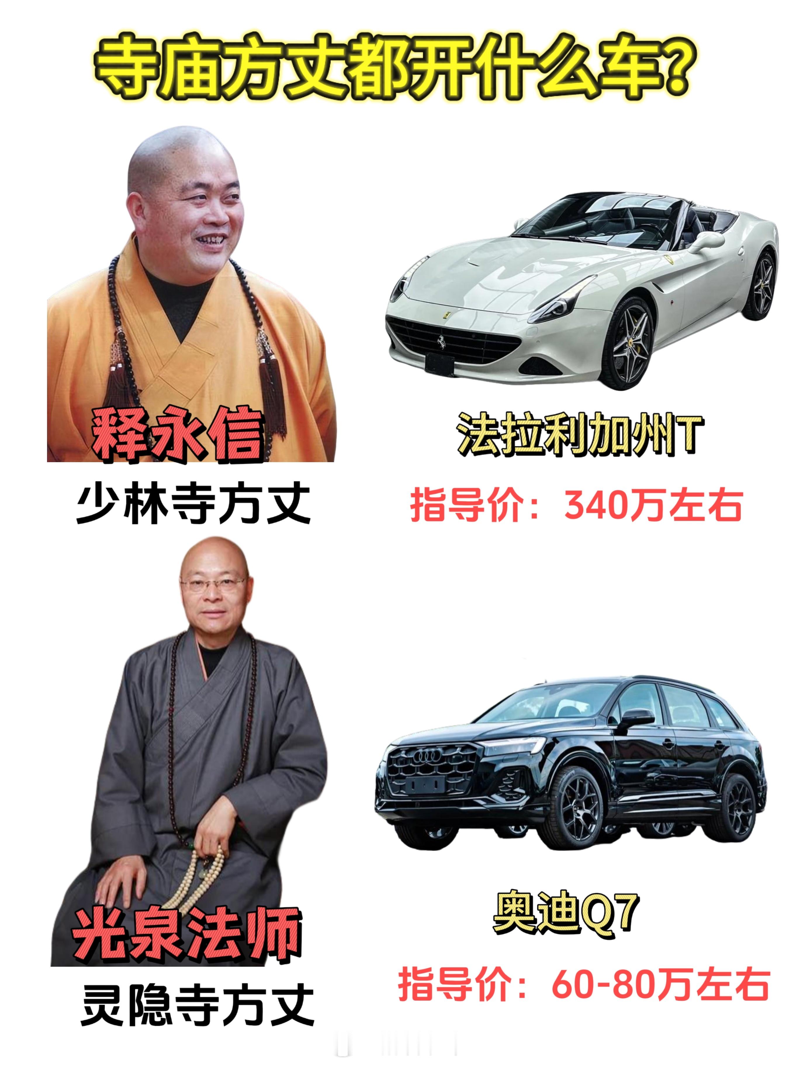 少林寺住持释永信被查来看看寺庙和尚都开什么车！方丈开豪车，我们开共享单车捐香火，