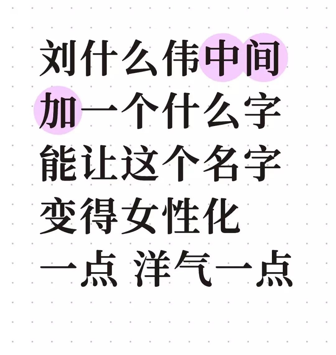 加一个字让刘X伟变洋气 ​​​