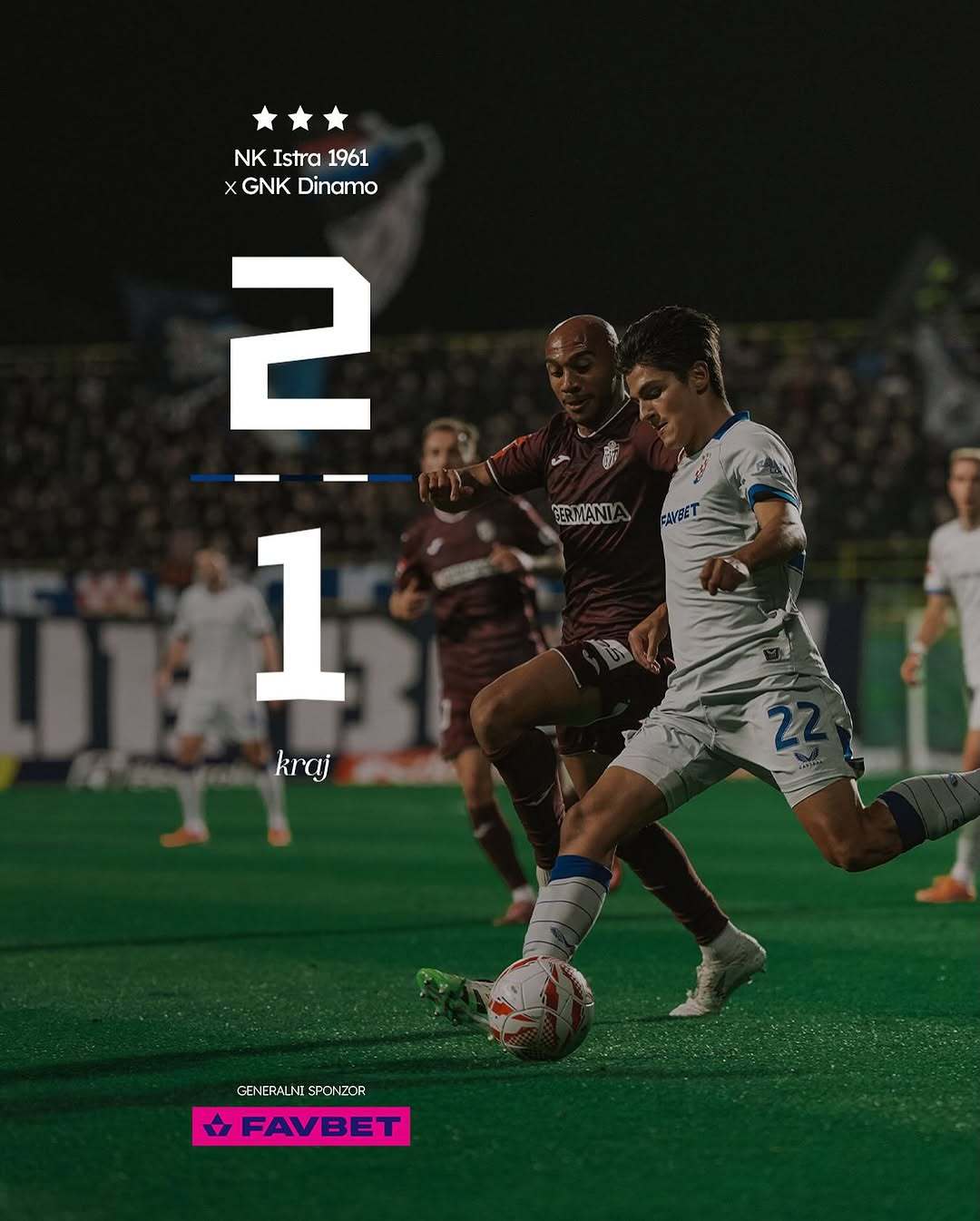 克罗地亚甲级联赛  萨格勒布迪纳摩客场1：2负于伊斯特拉队，本纳赛尔🇩🇿首发