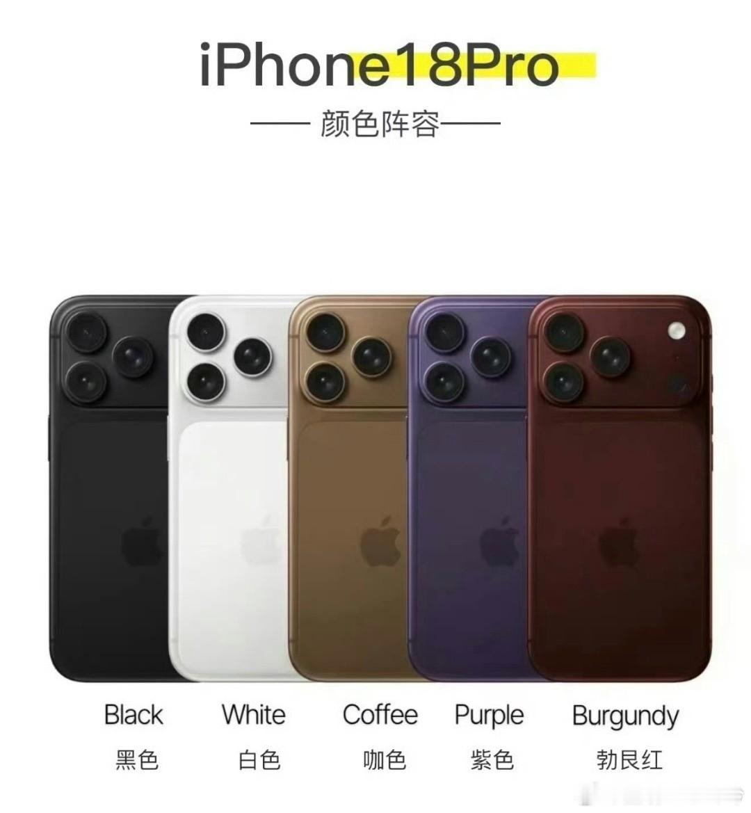 iPhone18Pro深红色 每年iPhone新配色的最大作用，就是一眼能看出是