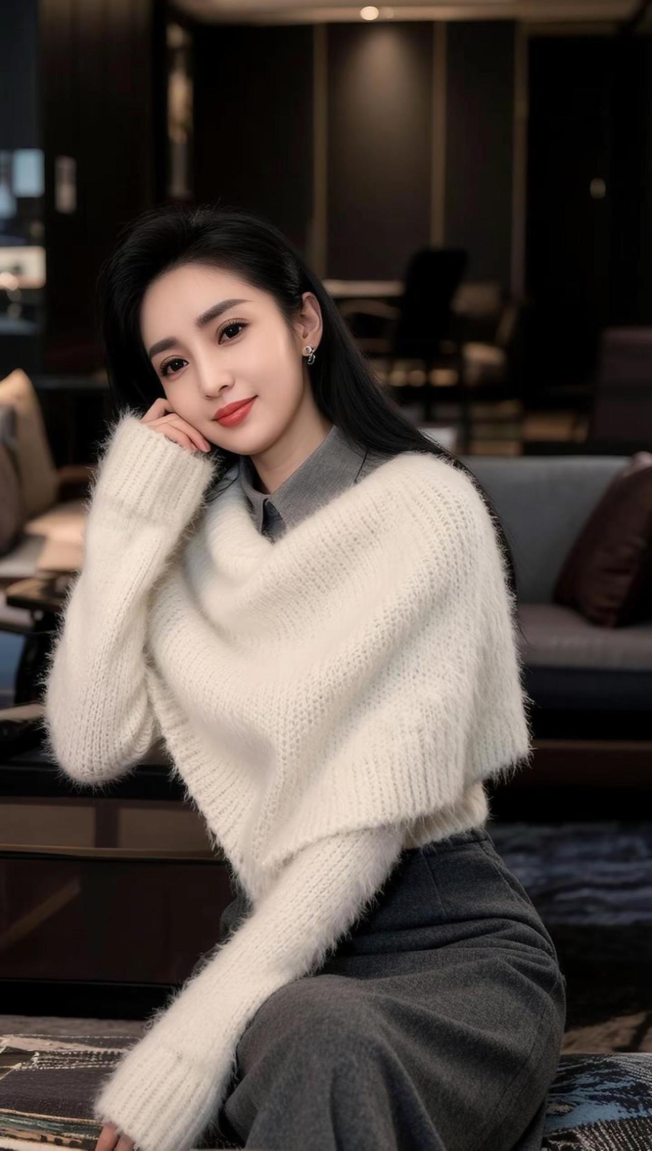 白毛衣怎么穿出高级感