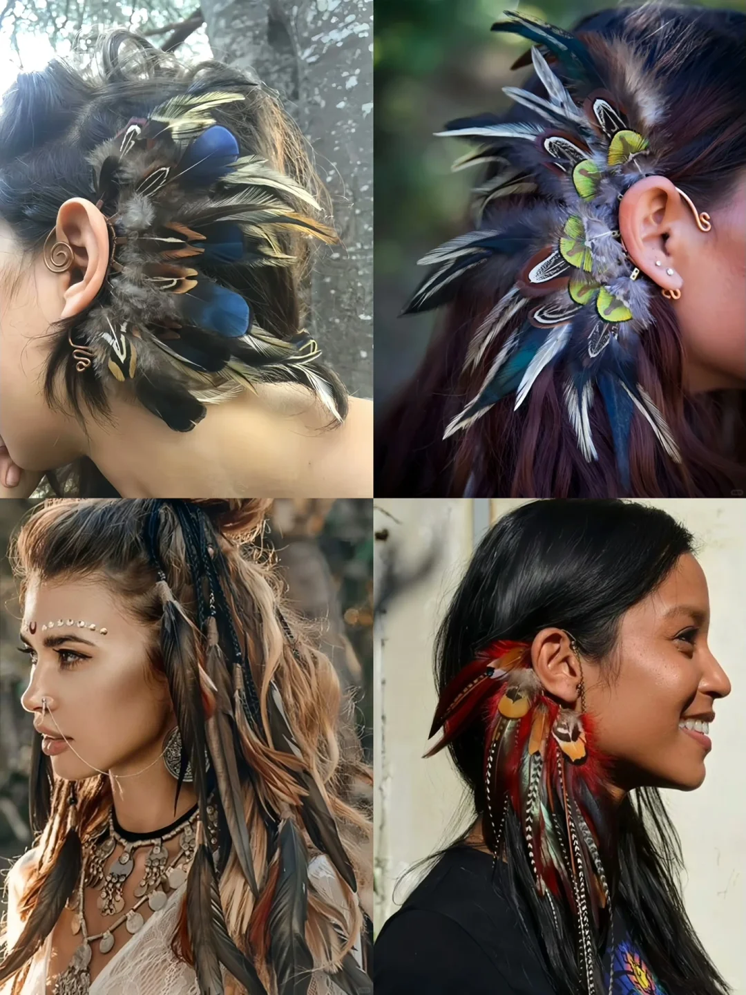 “部落风”阿兹特克Copilli羽毛耳饰👂🏻