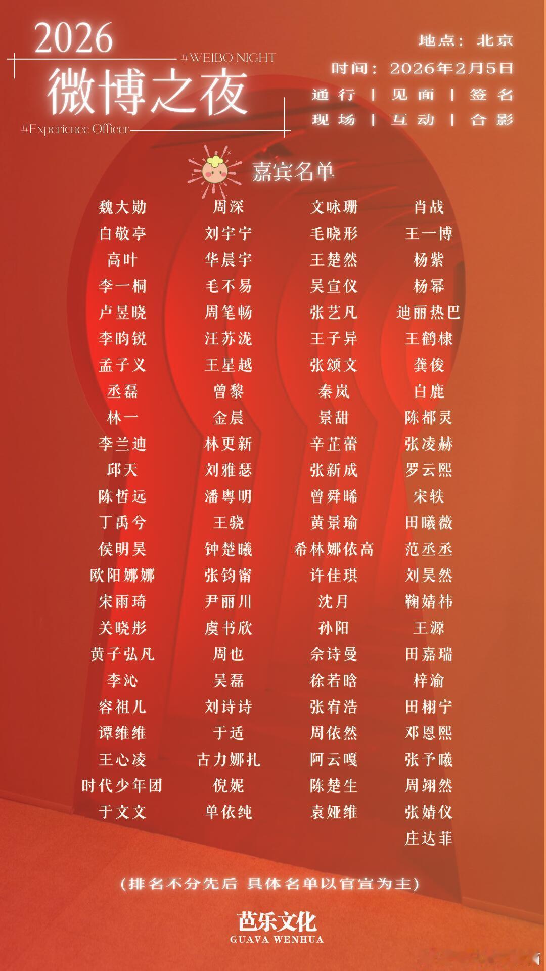 2025微博之夜拟邀名单直接杀疯了拟定邀请嘉宾肖战、杨幂、刘诗诗、杨紫、迪丽热巴