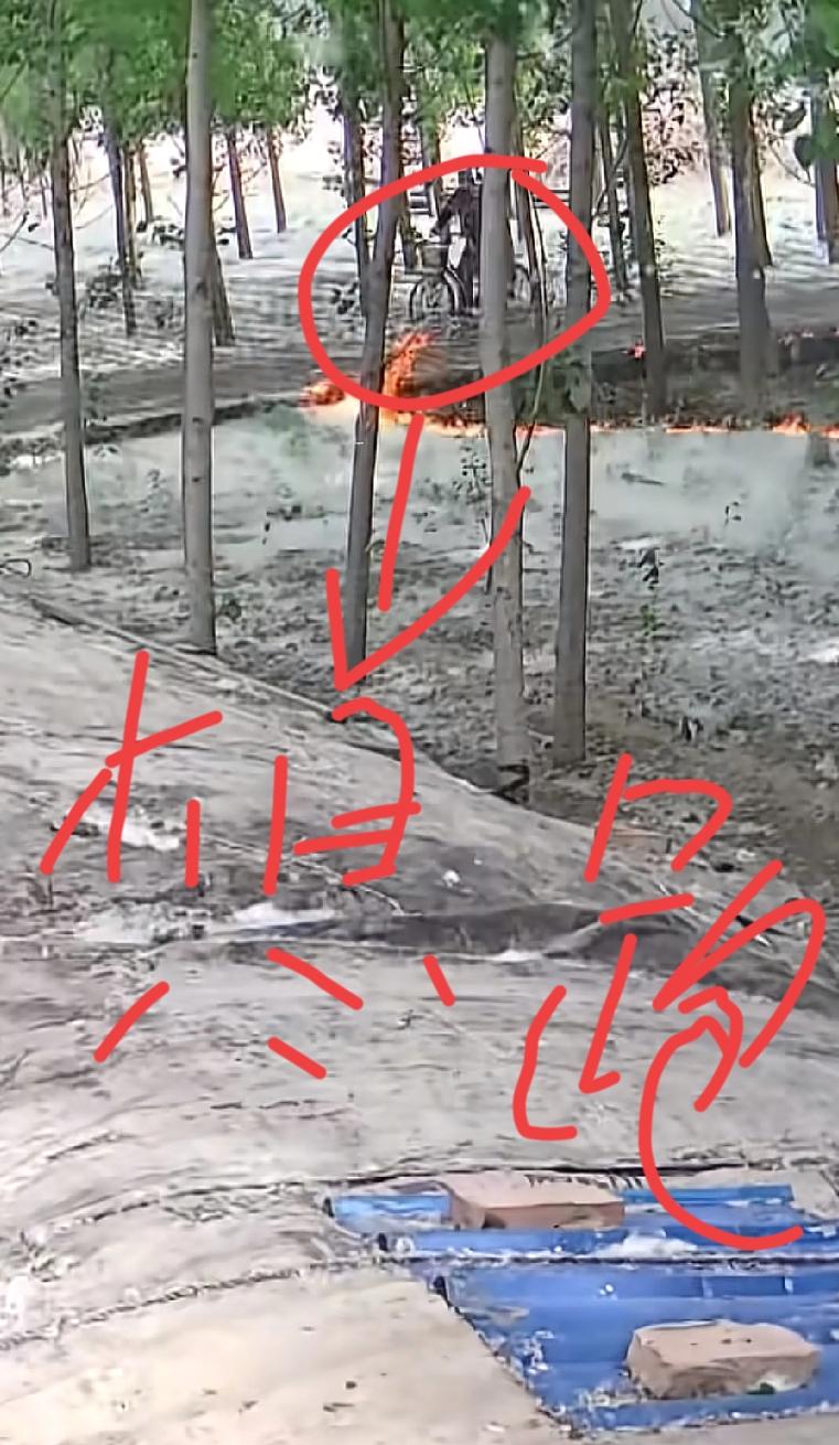 药了！点火的时候手那么欠，火大了倒知道蹬车跑。

5月12日，林间小路。一男子骑
