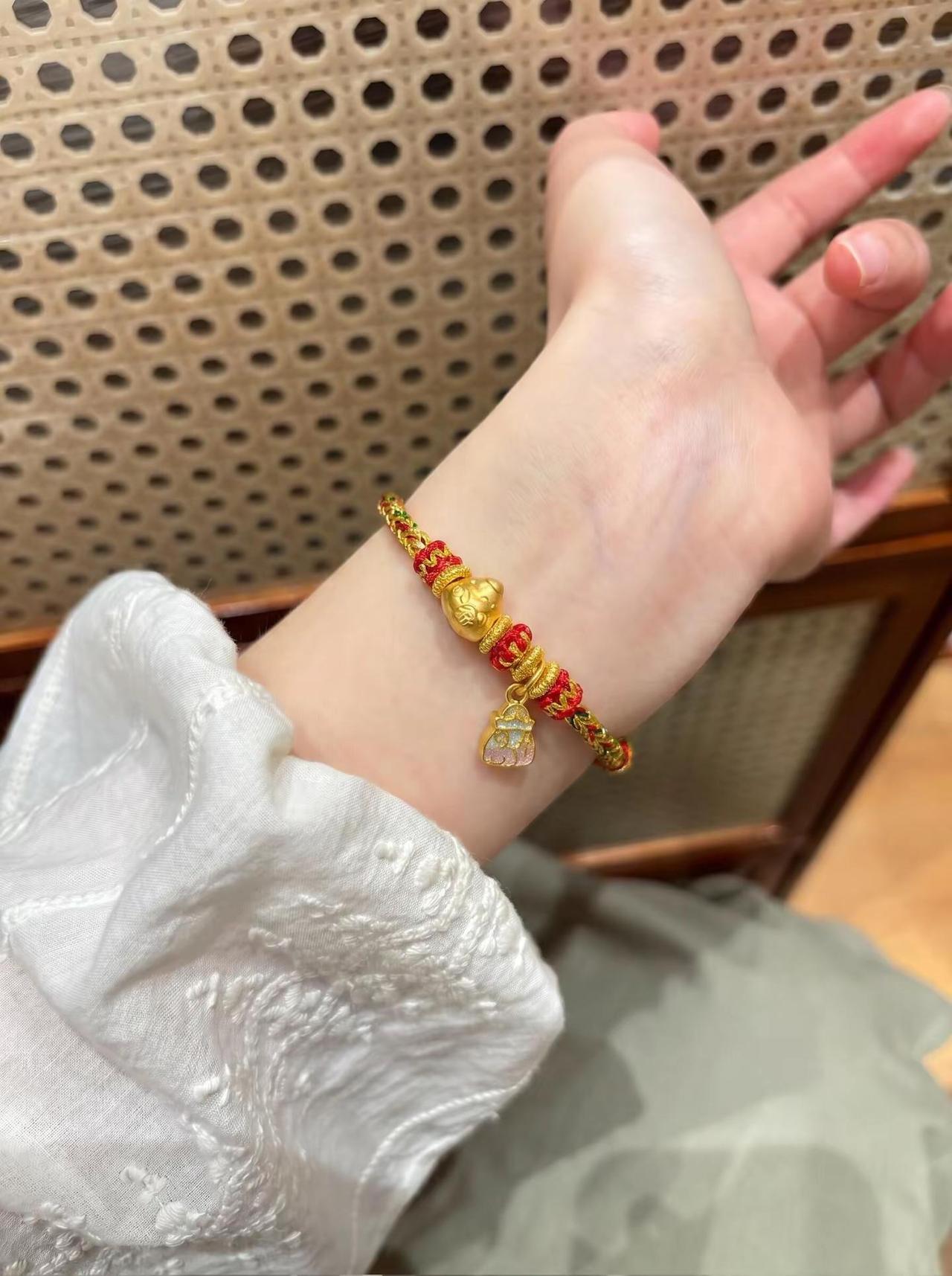 承蒙李总厚爱 喜提黄金粽子手串。吉祥寓意手绳 足金珐琅手链