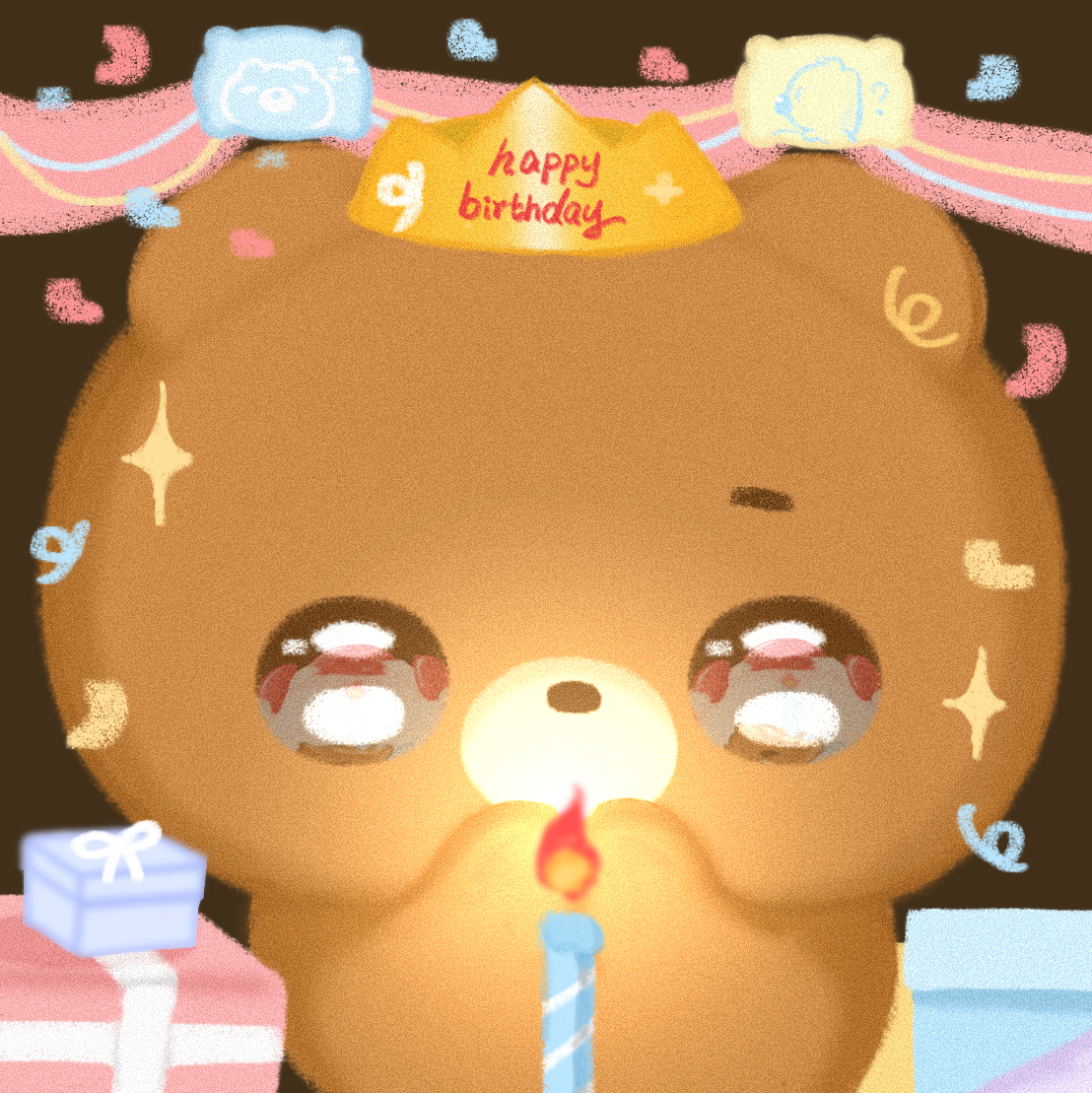 生日快乐！普通小熊。原创ip迪迪熊蹦蹦兔balabboom生日快乐