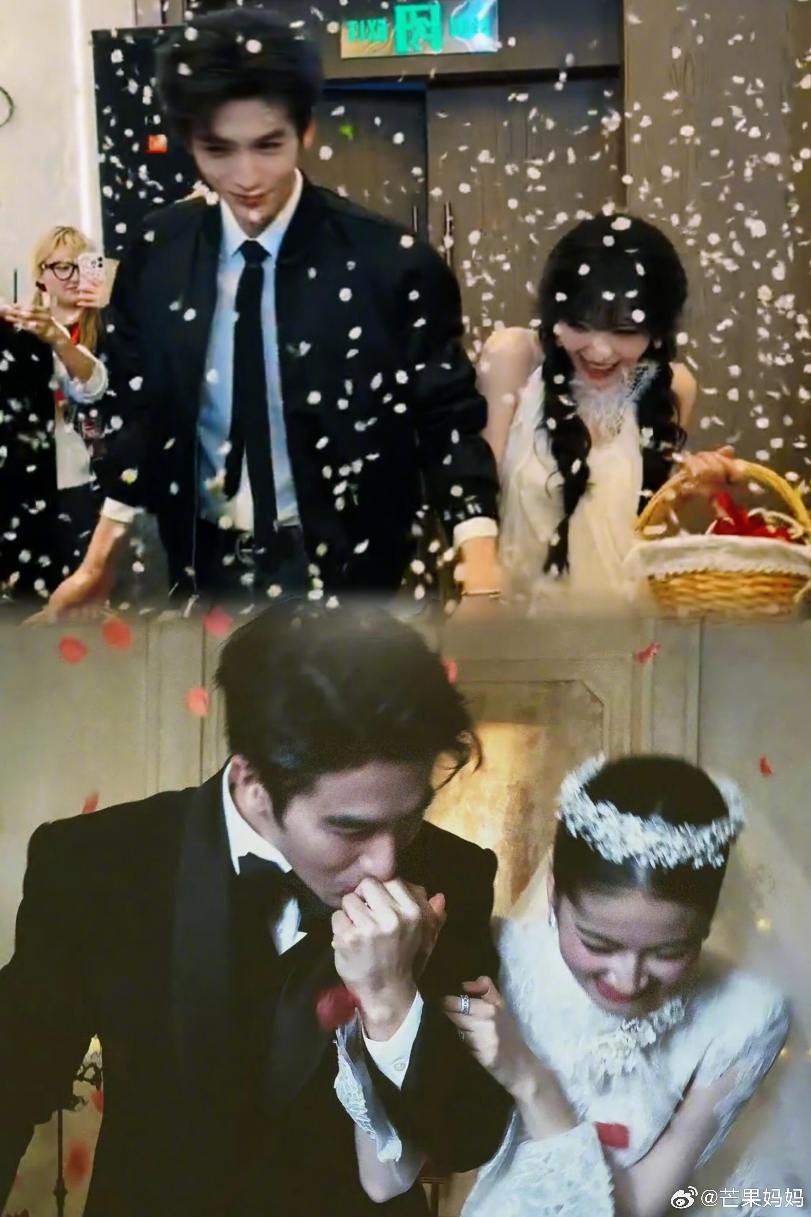 张凌赫田曦薇头纱照这个田作之赫如同做了夫妻一般……🤤 