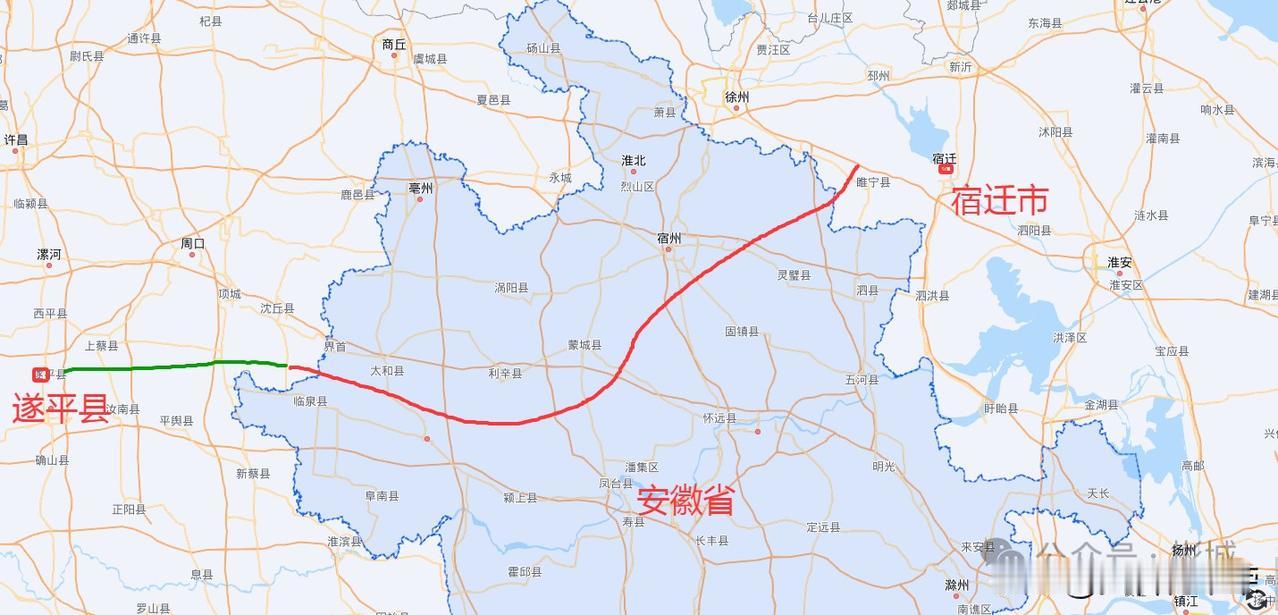安徽北部下一条重点高速公路项目～宿遂高速公路！
江苏宿迁到河南遂平，这条高速和徐