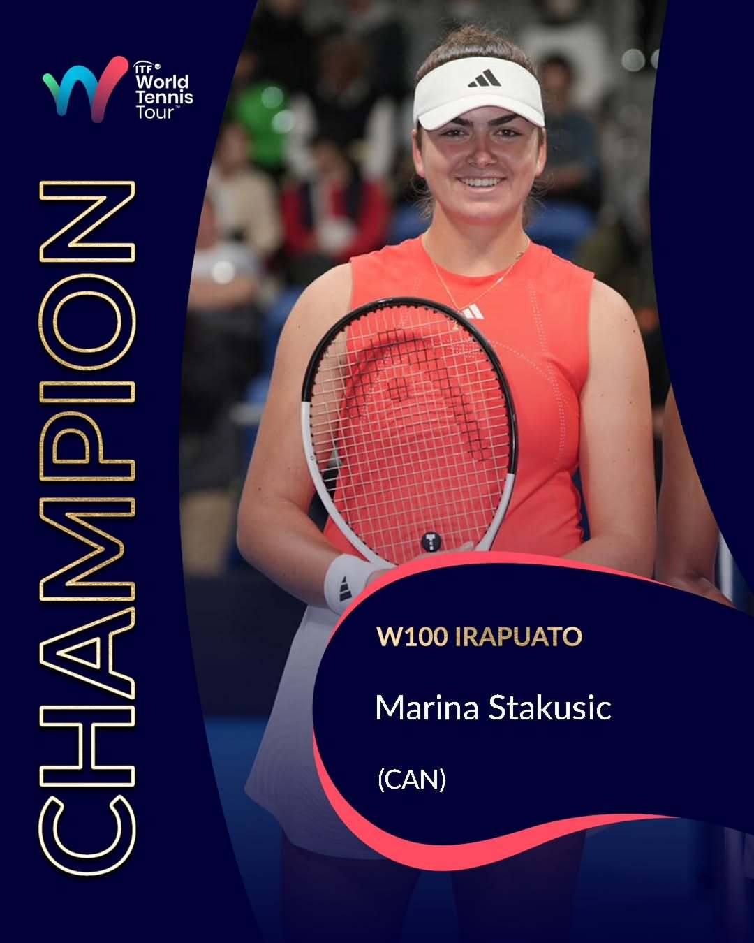 玛丽娜·斯塔库西奇W100伊拉普阿托站夺冠🏆这位加拿大籍的20岁选手在决赛中以