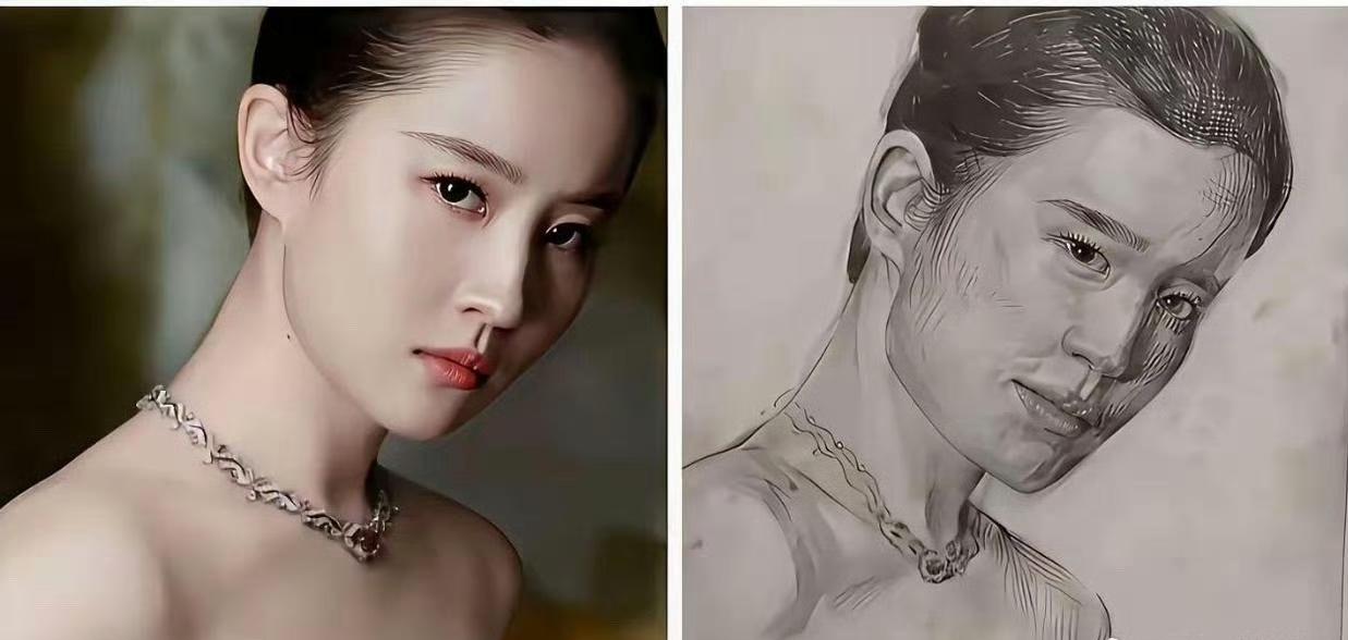明明画功挺棒的，但画出来的人像就是不太像本人。特别是刘亦菲那份独特的美，感觉画里