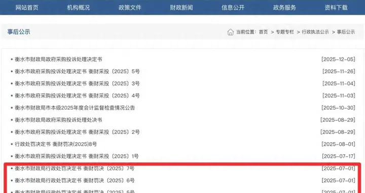 衡水一政府采购项目评标委员会7名专家，其中6人“走过场”被罚