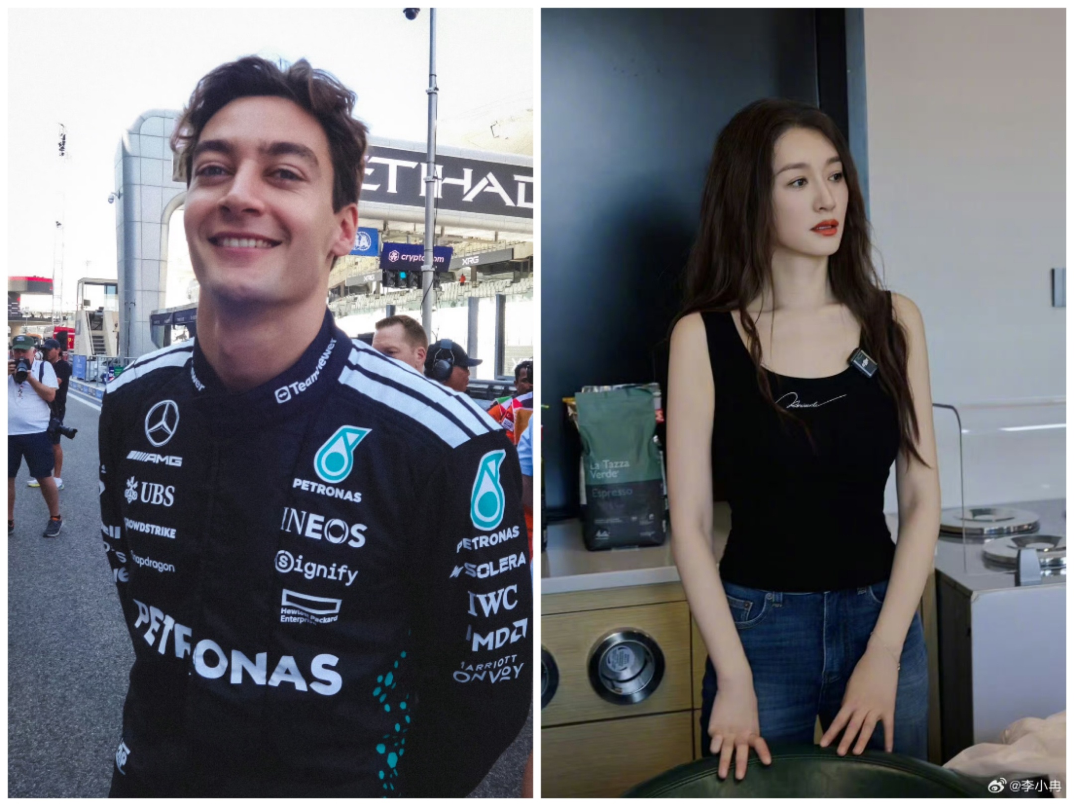 F1李小冉F1时候F1中国大奖赛谁还没刷到拉塞尔和李小冉的撞脸对比！眉眼、骨相、