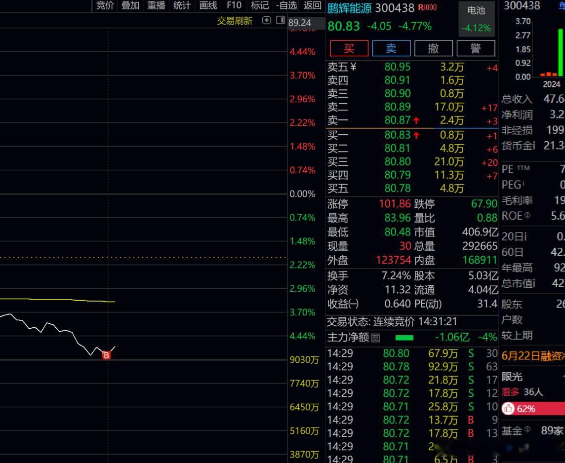 鹏辉能源   加了1城，总2成  小玩下先  如今的行情！！！ 