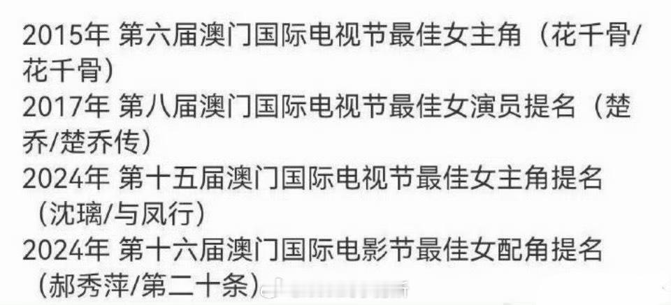 赵丽颖原来10年前就拿过金莲花奖最佳女主角了2024年还凭借大爆剧与凤行提名了视