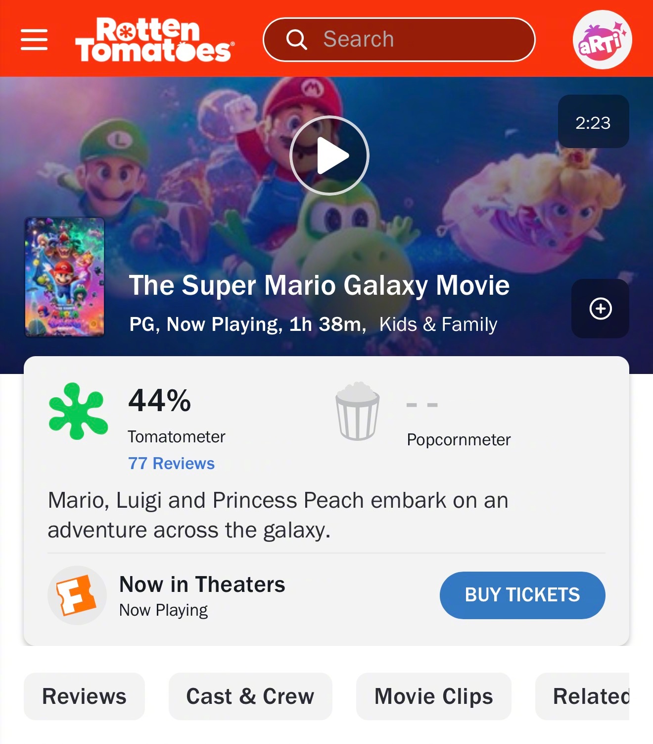 《超级马力欧银河大电影》口碑出炉，烂番茄评分低于第一部。看了下媒体评价，口碑呈现