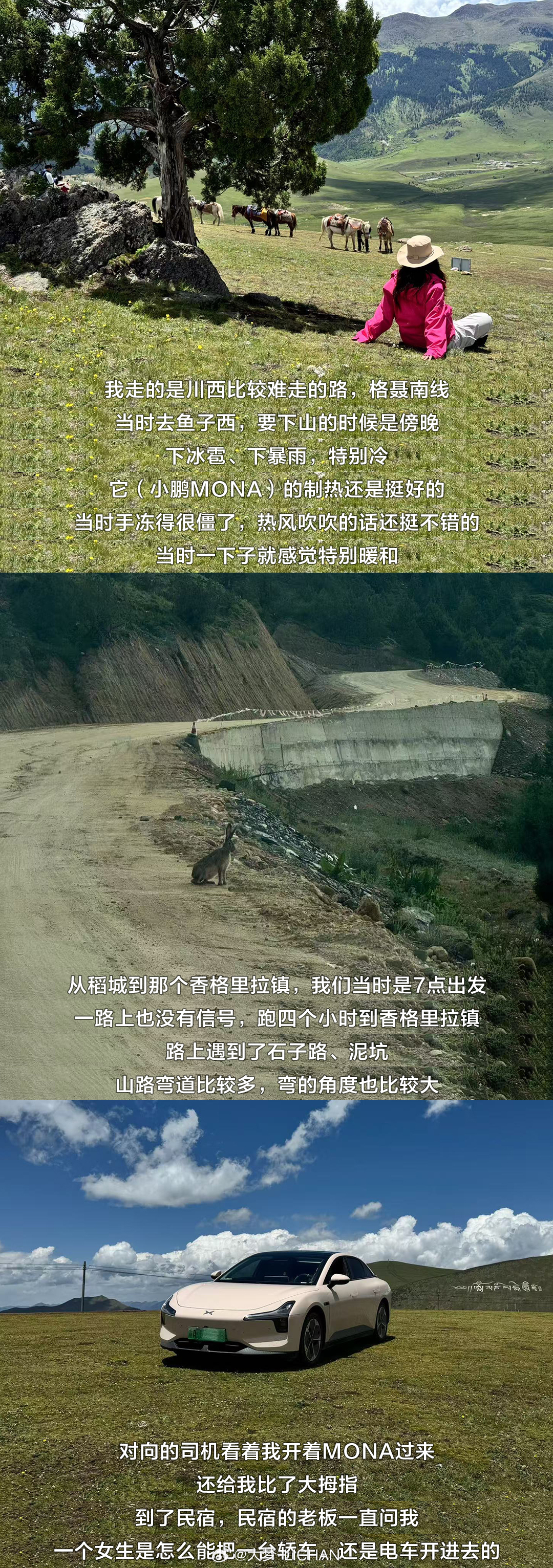 轿车开318还是电车，这个妹子确实狠…电车上了海拔续航就会掉的很厉害，而且这些地