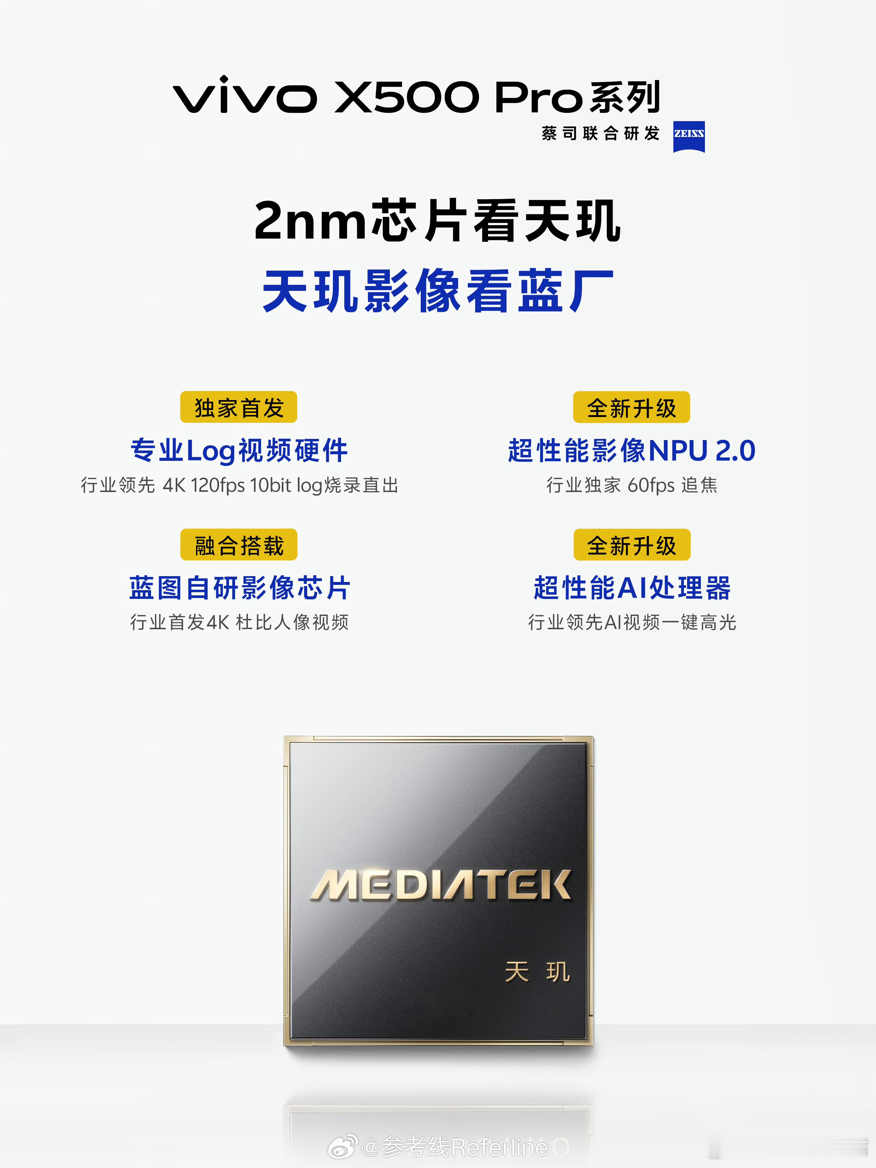 vivo X500 Pro 系列，全球首发蓝晶 × 天玑 9600 Pro 2n