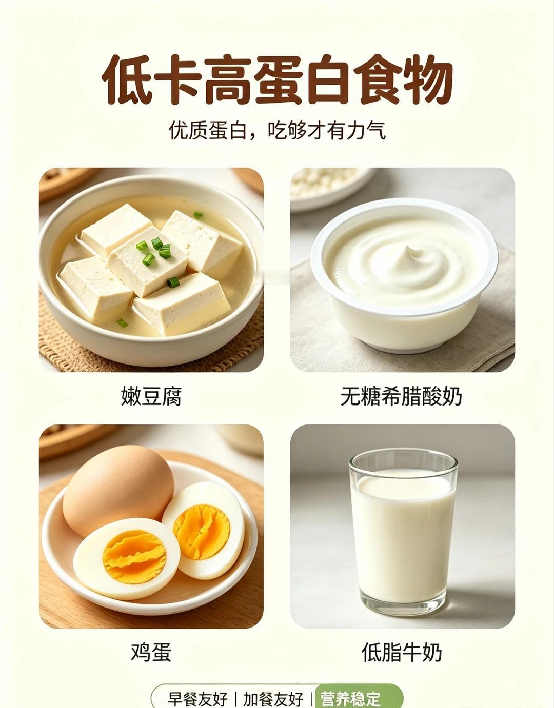 低卡高蛋白食物清单减脂期照着吃就对
减脂期不知道吃什么？ 整理了16种低卡高蛋白