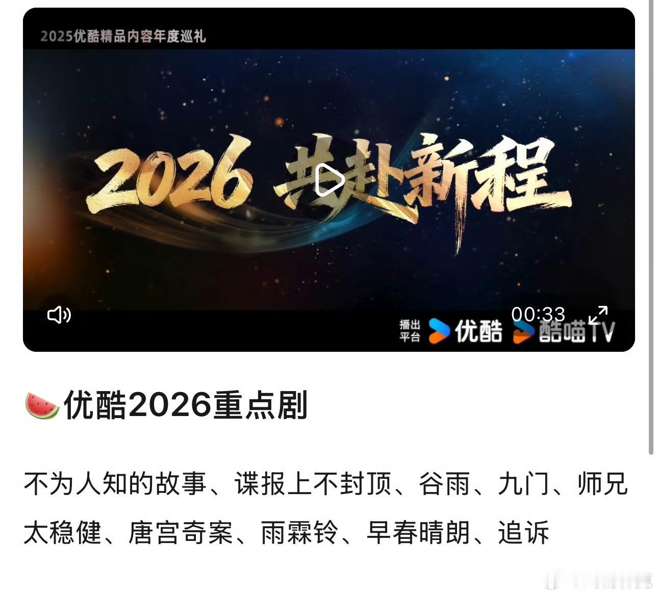 明年优酷的重点剧，目前我只觉得谷雨有希望不扑