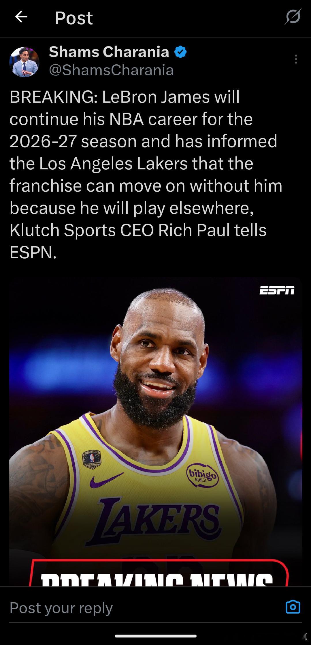 NBA 詹姆斯会离开湖人，目的地未知，个人感觉是勇士（up的个人感觉，不是sha