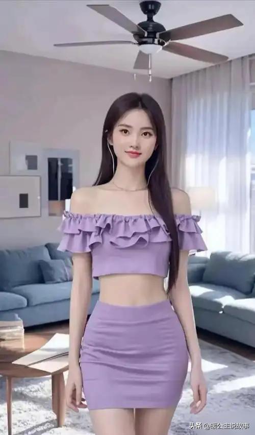 张京居家紫色裙全套身材太好了！