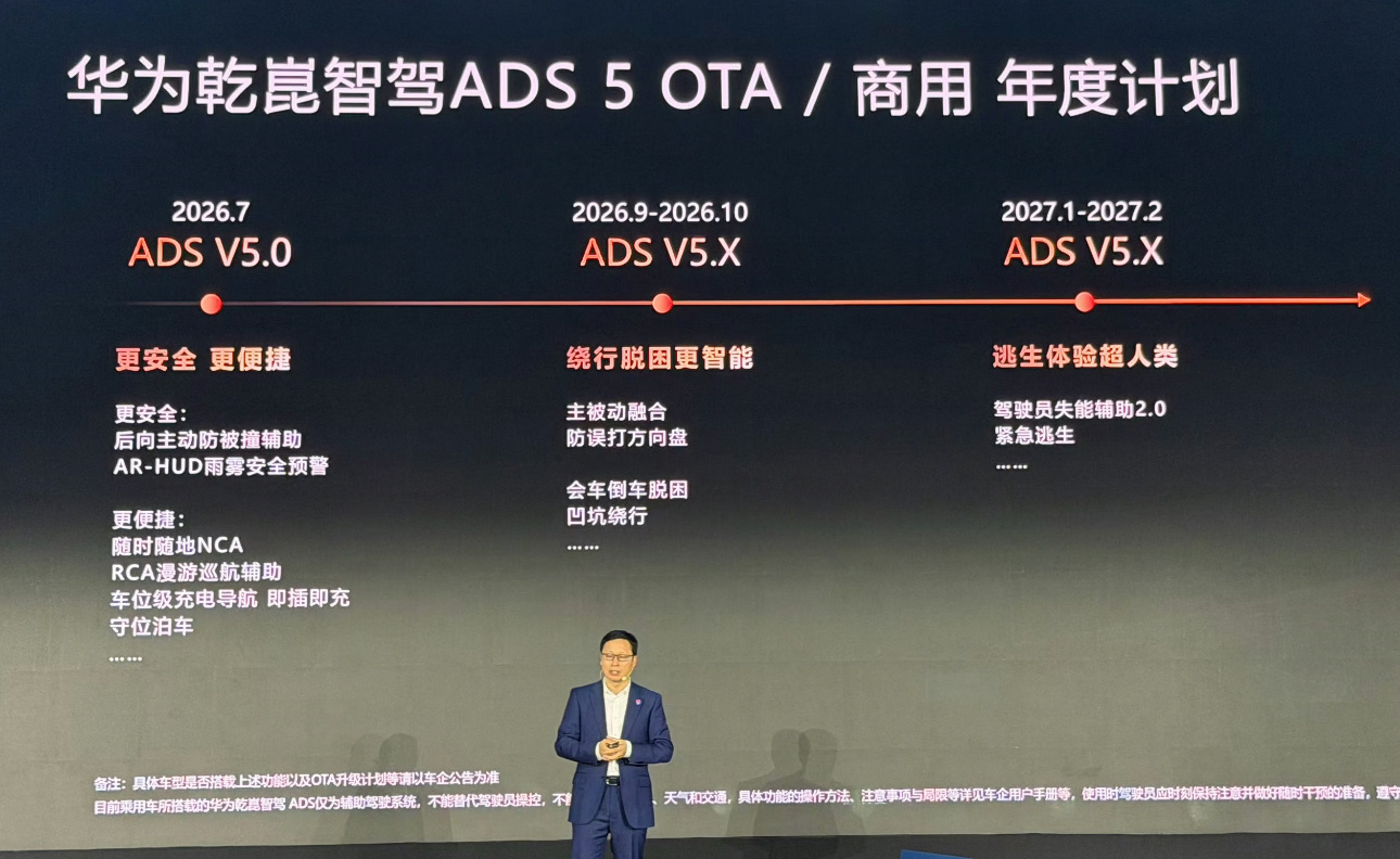 华为乾崑直男把接下来半年多ADS 5的升级路线图全部公开，分三段迭代，节奏规划得