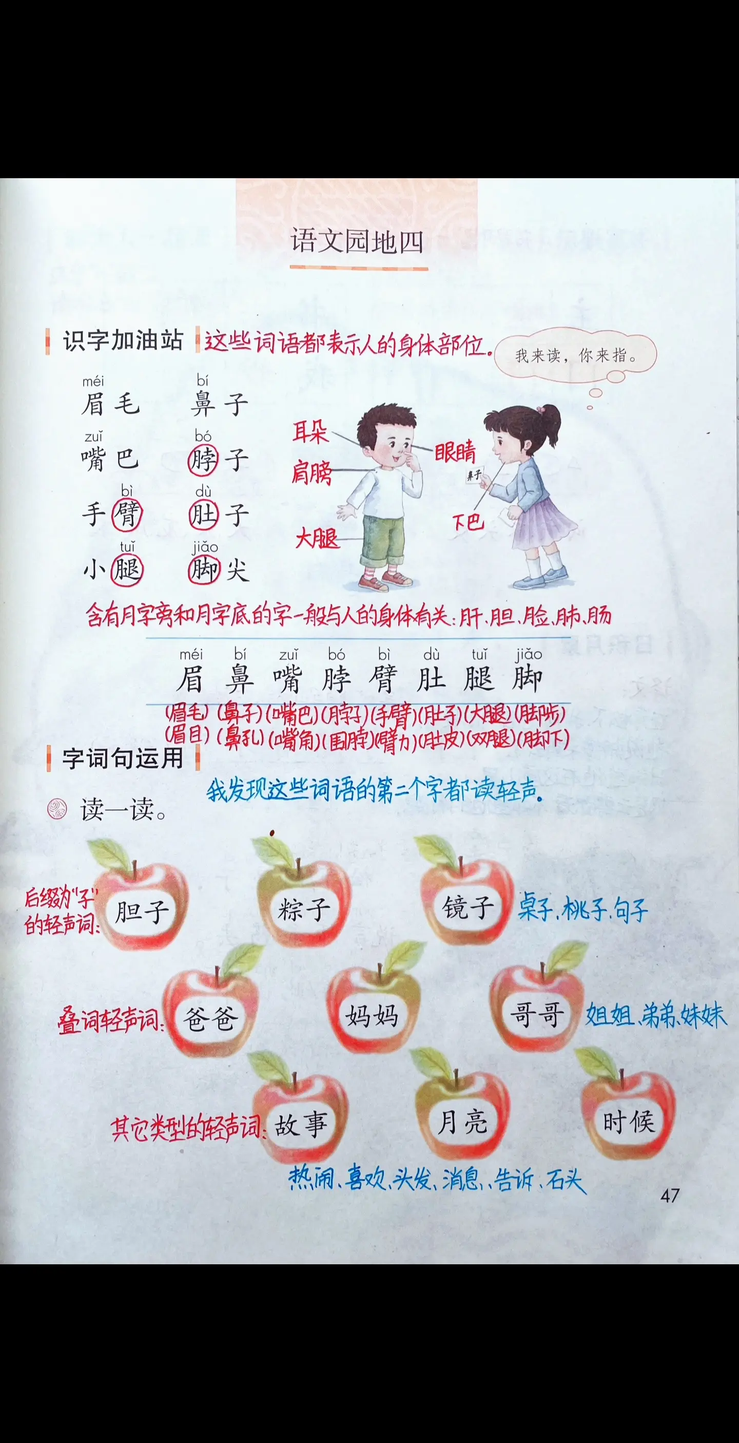一年级下册语文园地四知识点笔记，假期快乐，记得带着孩子去踏青。