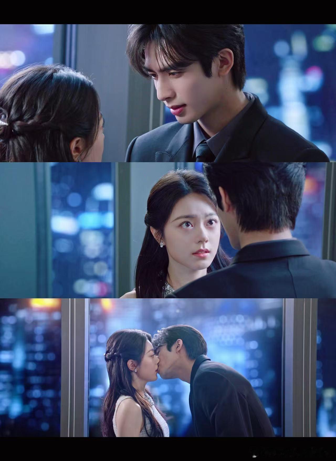 最符合晋江A市吻戏的一幕 巨大落地窗外灯光交错，宴会厅里觥筹交错，男女主的纯爱接