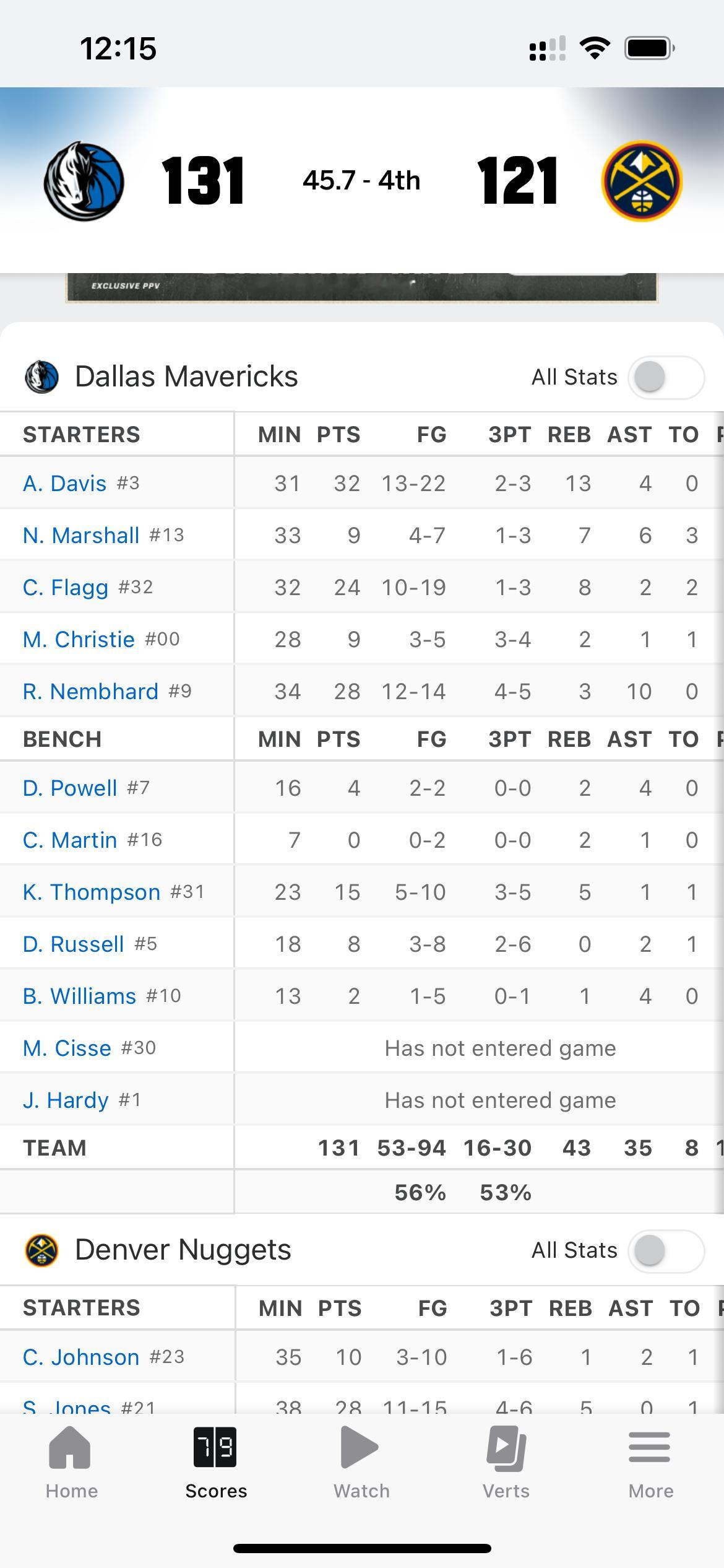 独行侠可以的，把掘金给干了，一个30+，两个20+，外加一个15分的克莱 