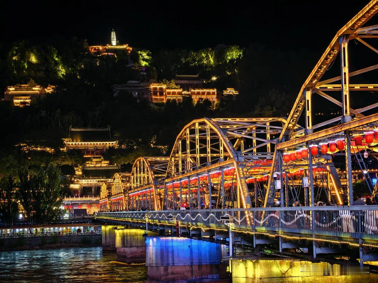 兰州中山桥夜景分享灯火辉煌