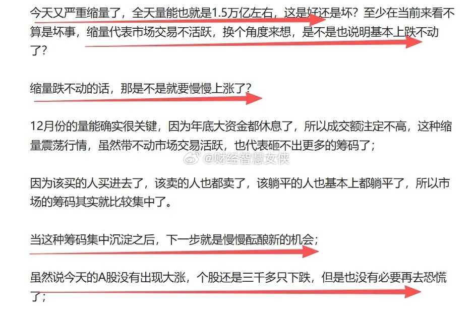 差不多了，就保持这个量能震荡，这样A股市场情绪就会慢慢稳定下来了！今天的A股和前