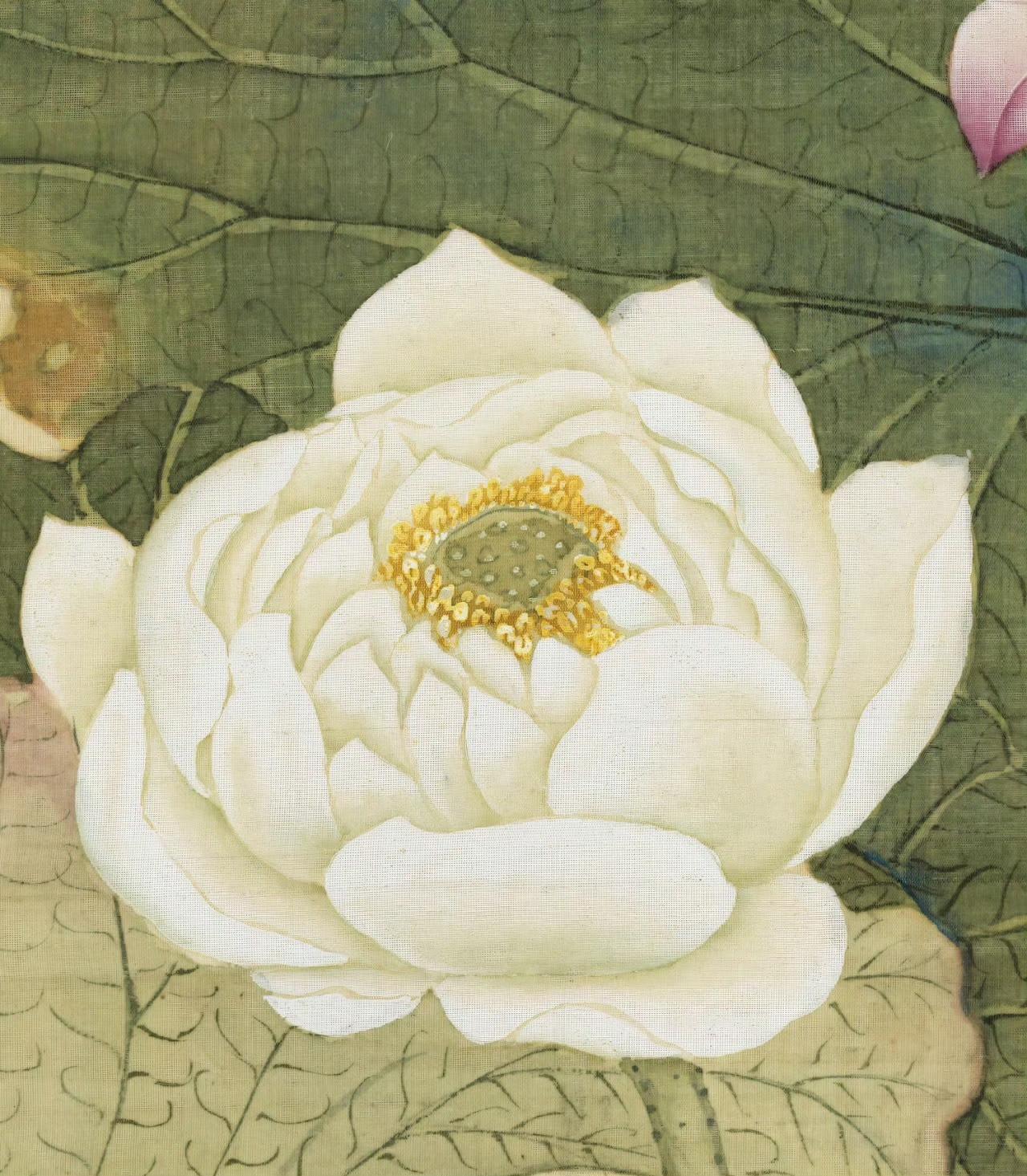 王图炳 画荷花
真喜欢这组荷花， 想起宋人有一句诗【美艳向人花灼灼，青圆如鉴叶田
