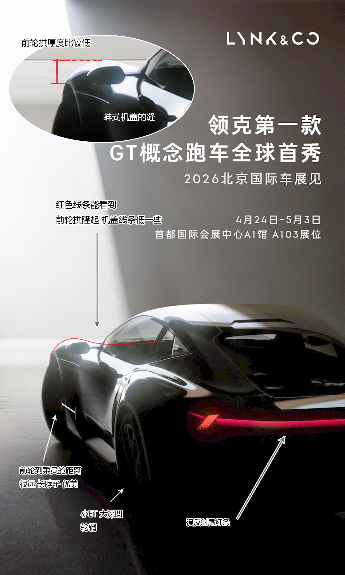 领克GT concept公布了一张图。领克第一款gt概念跑车 这一看，好家伙，不