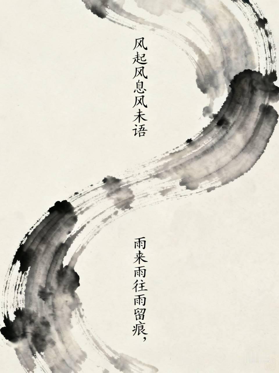 下联：雨来雨往雨留痕。