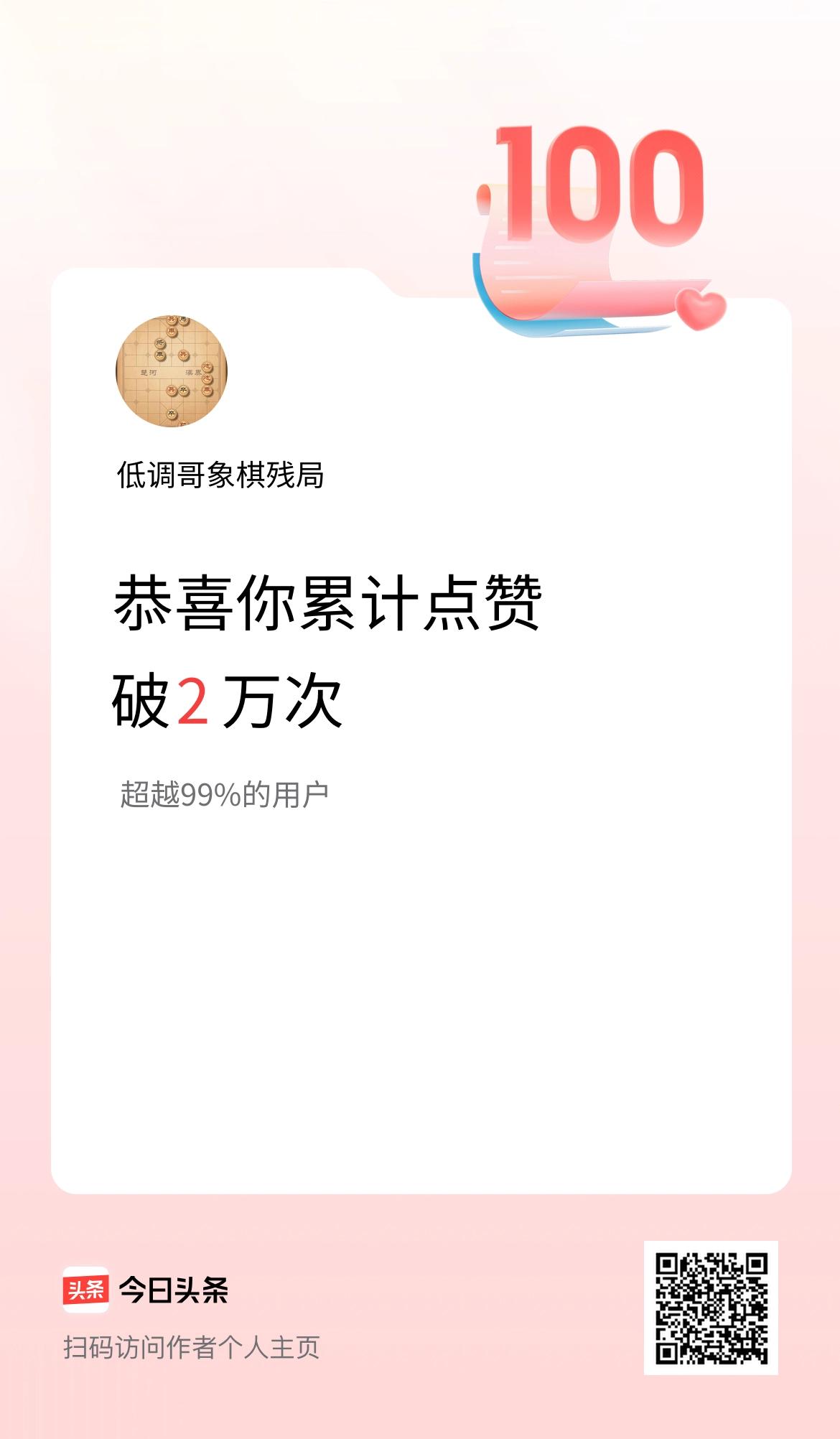我在头条累计点赞破2万啦！