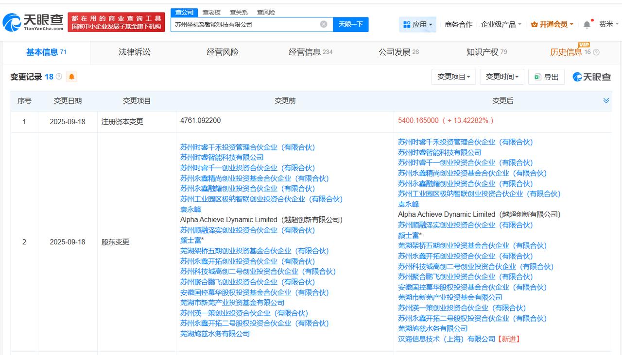 美团入股坐标系智能科技公司后者为汽车线控底盘技术研发商
天眼查App显示，近日，