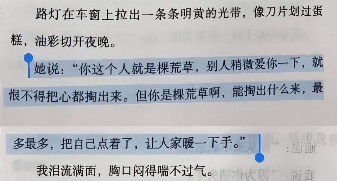 她说："你这个人就是棵荒草，别人稍微爱你一下，就恨不得把心都掏出来。但你是棵荒草