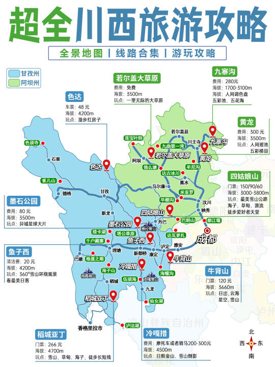 🗺️超全川西旅游攻略🏔️地图丨线路丨攻略
