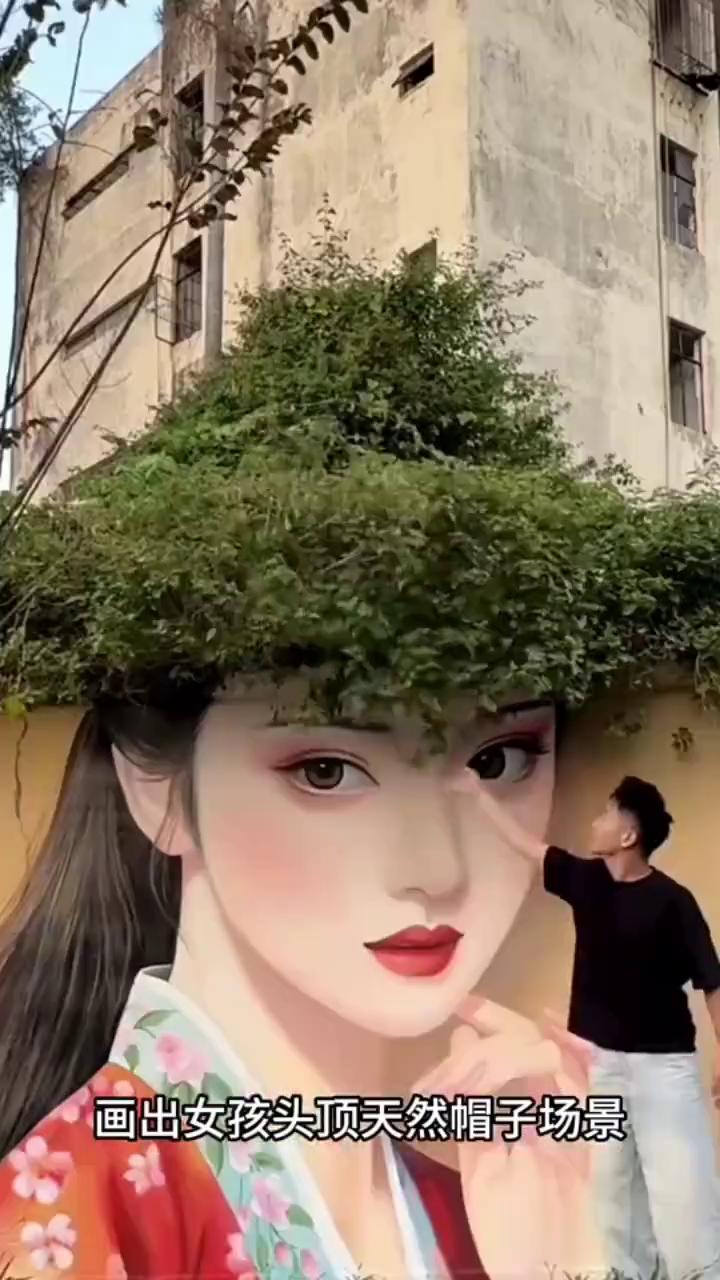 他用一把刷子在墙上画出了马到成功，用一把刷子在墙上画出了天马行空，在墙上画出了只