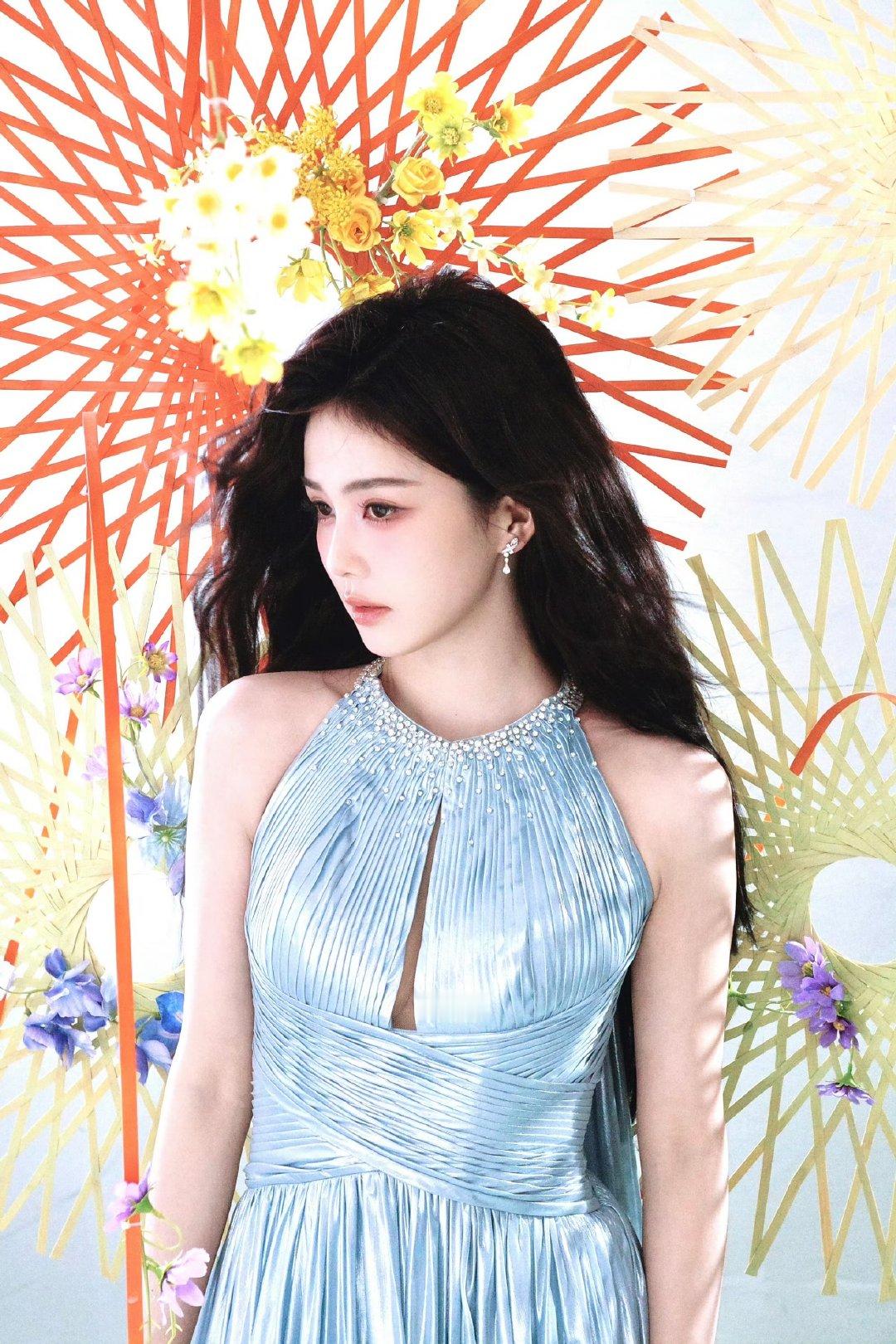 白鹿blue蓝裙白鹿美人鱼蓝裙 好美呀
