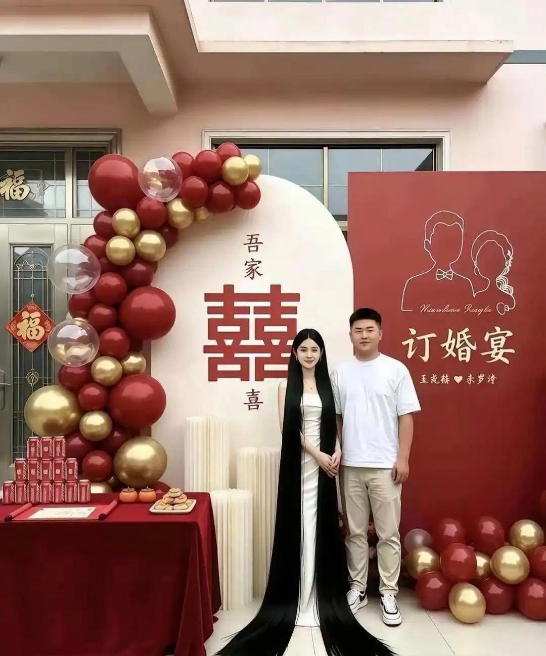 这男的祖上积大德了，能娶这么漂亮媳妇，光这头发也得值个几万吧 