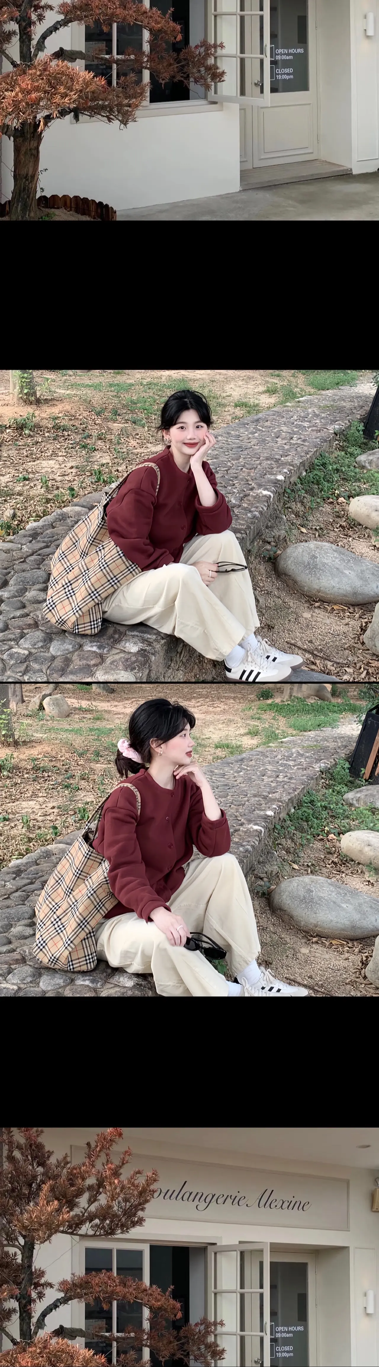 复古简约穿搭。