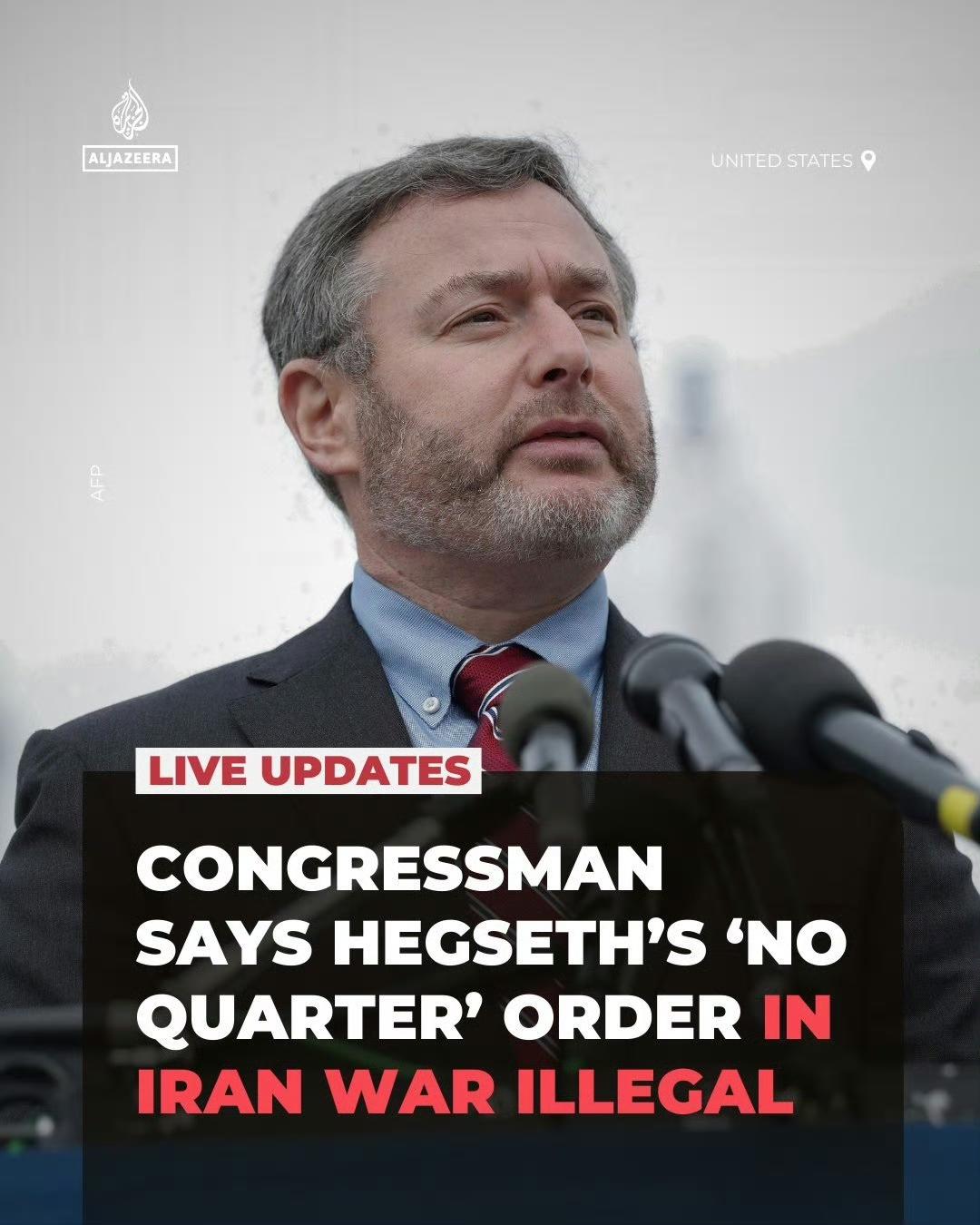 “不留活口的命令违反了战争法。”

美民主党众议员尤金·温德曼（Eugene V